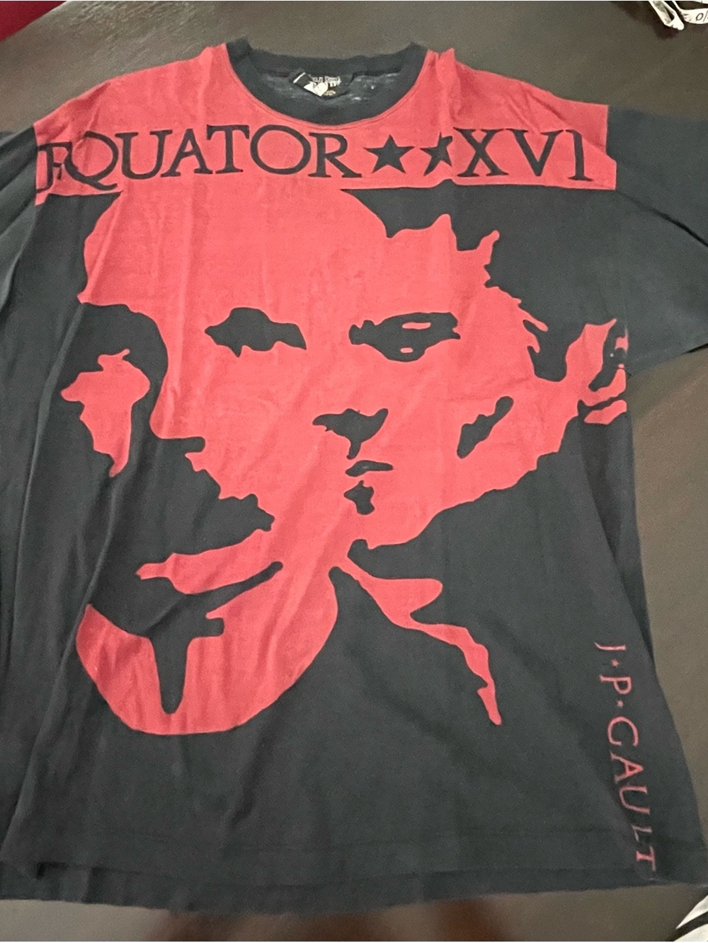 Jean Paul Gaultier Black and Burgundy Graphic Tee - Picture 2 of 5